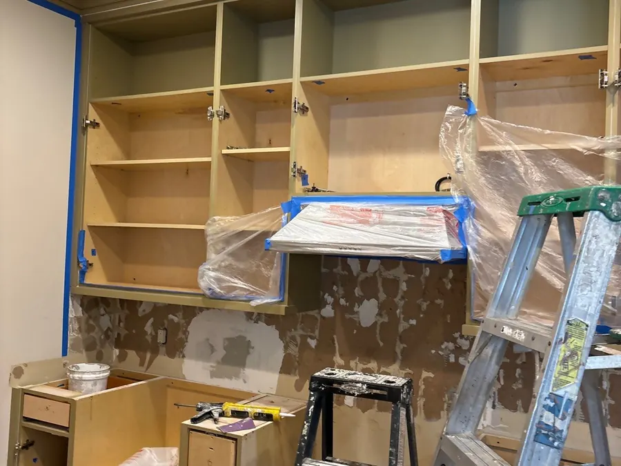 Kitchen cabinet boxes with the doors and drawer fronts removed
