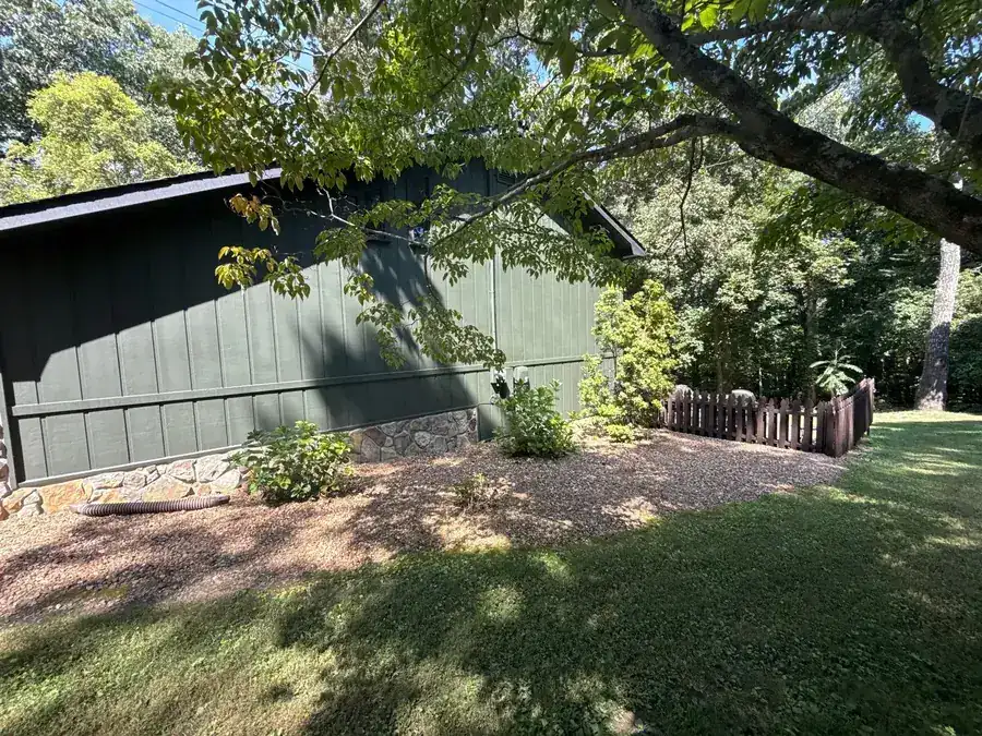 The finished exterior in a dark green finish